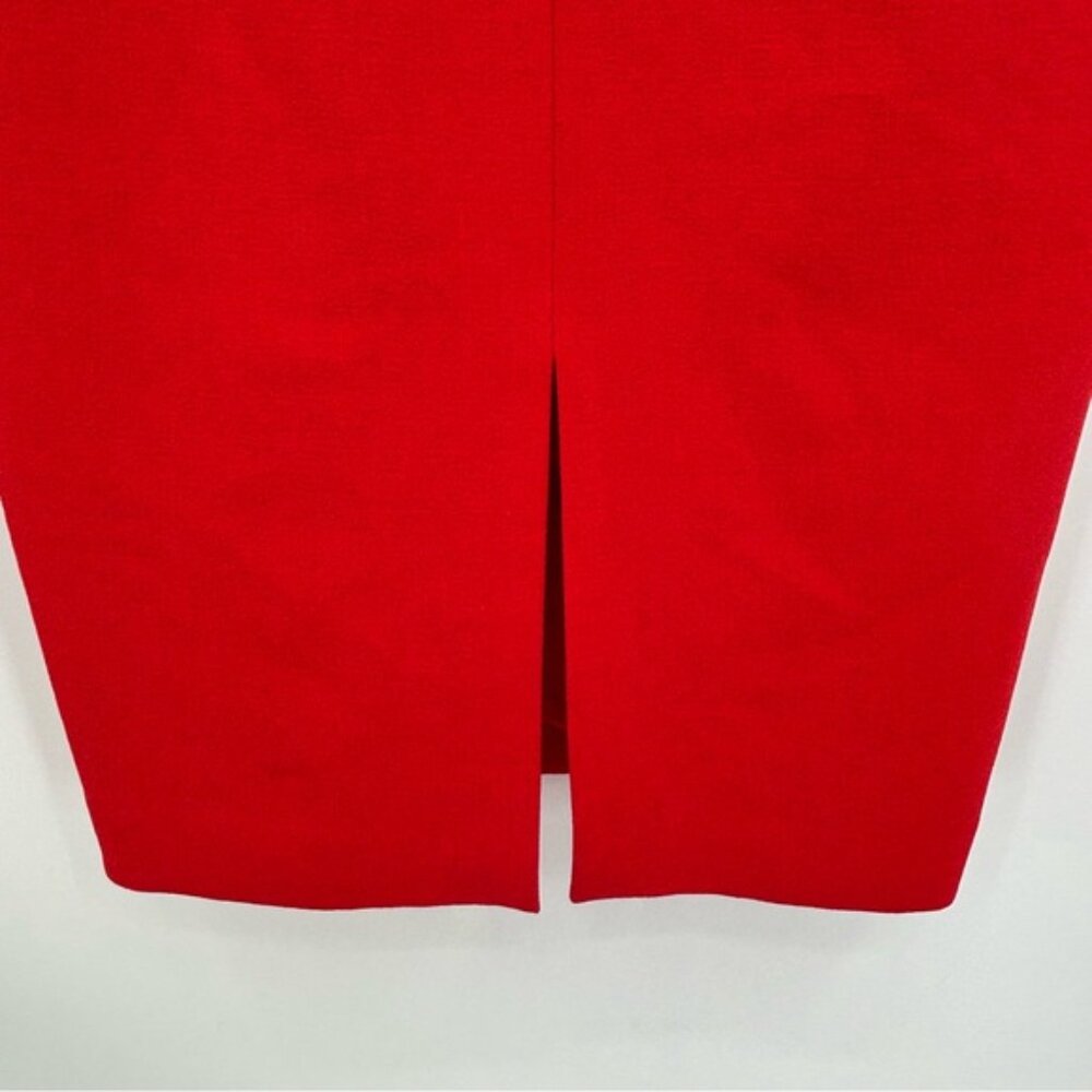 Eliza J Women s VNeck Ruffle Midi Sheath Dress Red Size 6 - Picture 8 of 10
